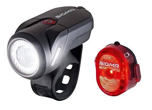 SIGMA SPORT - LED Fahrradlicht Set Aura 35 und NUGGET II | StVZO zugelassenes, akkubetriebenes Vorderlicht und Rücklicht