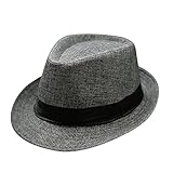 Fedora-Hut Mode Filz Gangster Hüte für Mann und Frau, Trilby Snap breiter Krempe Vintage Style Dress Hut (Dunkelgrau, One Size)