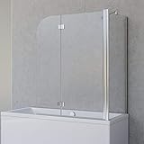 Schulte Badewannenfaltwand Angle, 2-teilig 112 x 142 cm mit Seitenwand für 75 cm Badewanne, 5 mm Sicherheitsglas (ESG) Klar hell, Chromoptik, D693477202 41 50