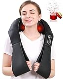 Nackenmassagegerät Elektrisches Massagegerät mit Wärmefunktion Schulter Rücken Shiatsu 3D-Rotation Massage Einstellbaren Geschwindigkeiten und verlängere Schultergriffe für Haus Büro Auto