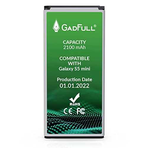 GadFull Akku für Samsung Galaxy S5 Mini | 2022 Baujahr | Entspricht Dem Original EB-BG800BBE | Lithium-Ionen-Akku der Modelle SM-G800F | Duos SM-G800H | Ersatz Handy-Akku für Ihr Smartphone