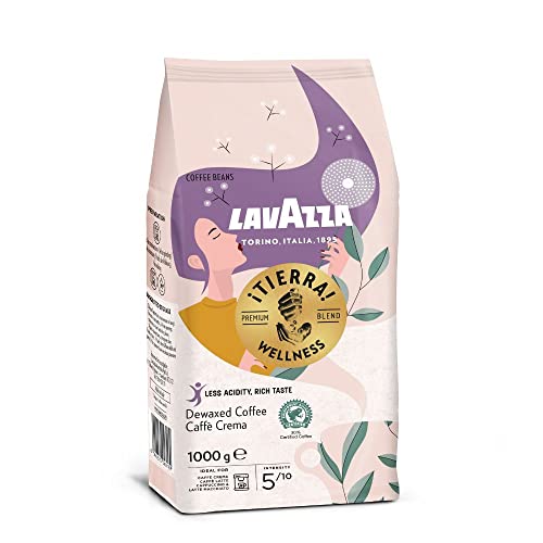 Lavazza ¡Tierra! Wellness, 1kg Packung, 80% weniger Koffein, Arabica- und Robusta Kaffeebohnen