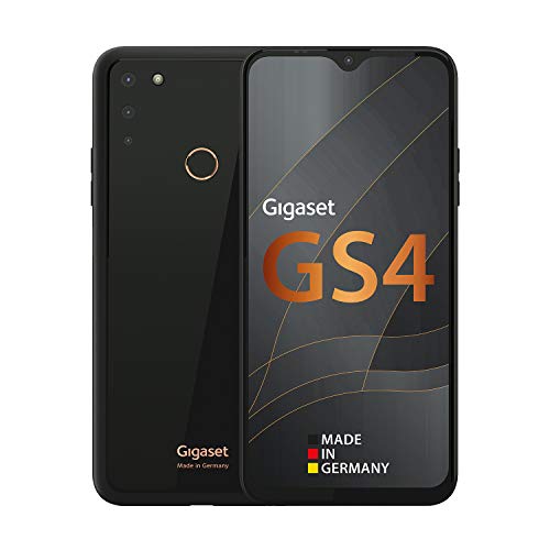 Gigaset GS4 Smartphone - Made in Germany - leistungsstarker 4300mAh Akku mit Schnellladefunktion - 6,3 Zoll Full HD+ V-Notch Display - NFC - 4GB RAM+64GB interner Speicher - Android 10 - Deep Black
