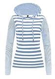TrendiMax Damen Kapuzenpullover Sweatshirts Gestreift Hoodie Pulli Langarm Pullover 100% Baumwolle, Hellblau, S