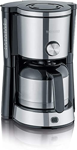 SEVERIN KA 4845 Type Switch Kaffeemaschine (Für gemahlenen Filterkaffee, 8 Tassen, Inkl. Thermokanne) edelstahl/schwarz