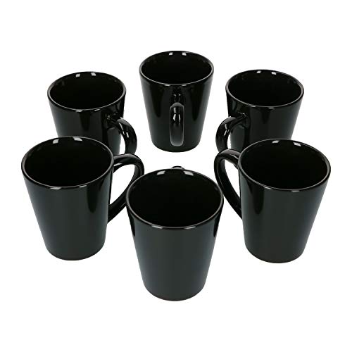 Van Well 6X Kaffeetassen in Schwarz I Konisch I Moderner Stil I Ø 9 cm I 330 ml I Tee-Pott I Einfarbige Kaffeebecher