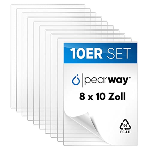 PEARWAY™ - [10er Set] ultra klare Plexiglas Ersatz Platten - 254 x 203 x 1,1mm (8x10 Zoll) - durchsichtige Ersatz Glasscheibe wie Acrylplatte oder Acrylglas