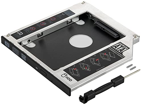 Poppstar Laufwerksrahmen für 2,5' SSD HDD Festplatte (7mm, 9,5mm) in 9,5mm Sata 3 CD-DVD Schacht (Notebook, Laptop, etc.), Festplattenrahmen Aufrüstset
