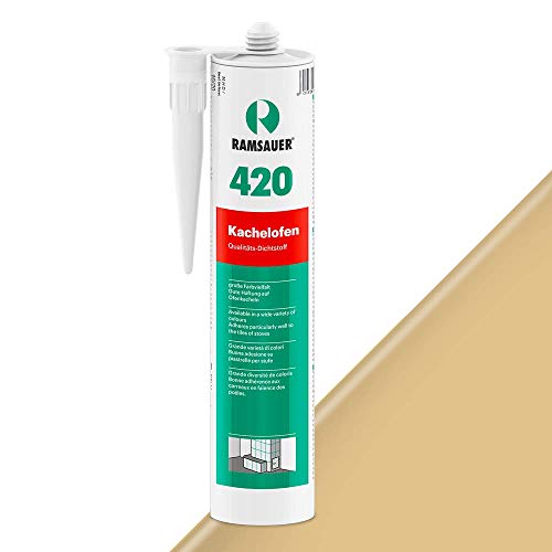 Ramsauer 420 Kachelofen - Profi Acryl Dichtstoff für Kachelofenfugen und Anschlussfugen - 310ml Kartusche (Sandbeige)