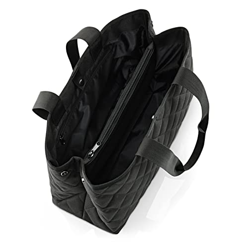 reisenthel classic shopper L rhombus black – Geräumige Shopping Bag und edle Handtasche in einem – Aus wasserabweisendem Material