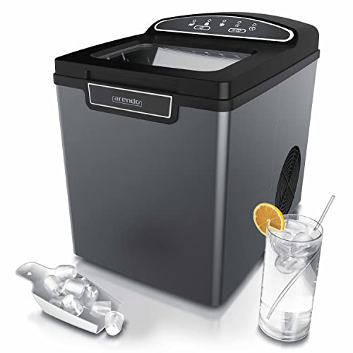 Arendo - Eiswürfelmaschine Edelstahl - Eiswürfelbereiter - Ice Cube Maker Maschine - 1,8 Liter - Eiswürfelautomat - Eismaschine mit Kühlung - Eiswürfel Größen Klein + Groß - ABS - BPA frei