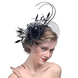 Damen Fascinator Blumen Netz Braut Kopfschmuck Haar Clip Hut Feder Haarschmuck Kopfbedeckung für Party Kirche Hochzeit Cocktail Jockey Club