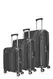 Travelite Kofferset 3 teilig Hartschale nachhaltig, Größen S-M-L, ELVAA, Hartschalenkoffer Set mit 4 Rollen, recyceltes Innenfutter, TSA Schloss,
