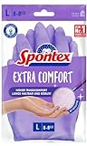 Spontex Extra Comfort, Premium-Haushaltshandschuhe mit weichem Textilfutter, ideal für alle Putzarbeiten im Haushalt, 30°C waschbar, Größe L (8-8,5), 1 Paar, Lila
