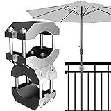 KD-TECH Stabiler Sonnenschirmhalter - Sonnenschirmständer für Balkon und runde, eckige Geländer - sichere Sonnenschirmbefestigung ohne Bohren