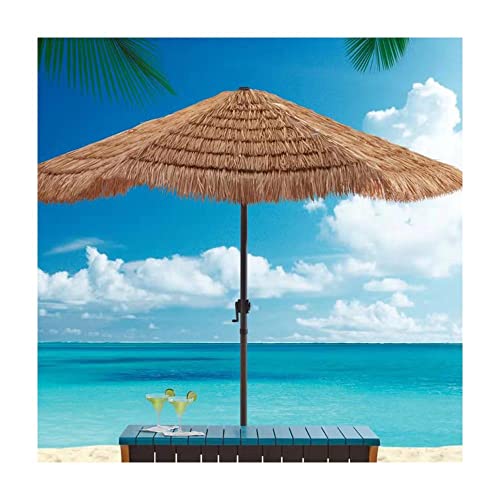 Ø260CM Hawaii Strandschirm- Balkonschirm, Strand Schirm Sonnenschutz Gartenschirm Balkonschirm, Manuelles Schütteln, Natürliche Farbe, Ohne Basis