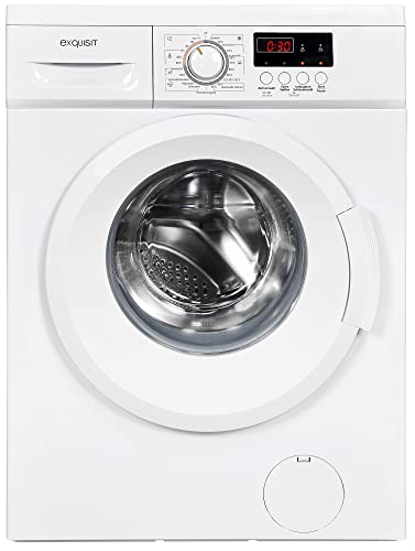 Exquisit Waschmaschine WA8014-030E weiss | Startzeitvorwahl | Display | 23 Programme | 8kg Fassungsvermögen | Kindersicherung | Waschen | Frontlader |