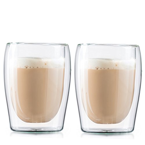 Boral Doppelwandige Cappuccinogläser / Kaffeegläser / Thermogläser, 2er Set, 300 ml