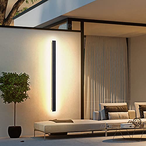 Lange Wandleuchte Villa Wandleuchte Schwarze Wandleuchte Wasserdicht Ip65 Aluminium Acryl Außen LED Wandleuchte für Gärten, Terrassen,Schlafzimmer Wohnzimmer Innen wandleuchte,60cm/20w,Warm light