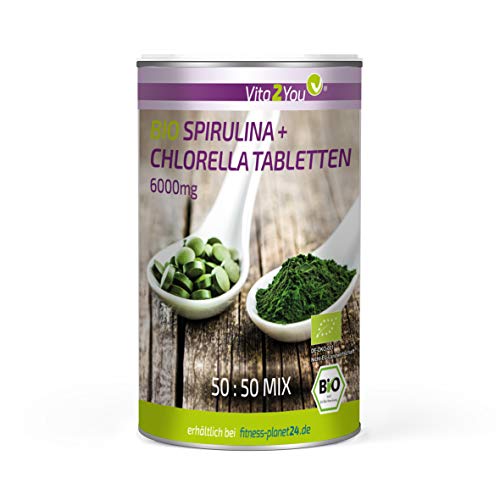 Bio Chlorella + Spirulina Tabletten - 500 Tabletten - Aus Ökologischen Anbau - Rohkost - Algen ohne Zusätze - Premium Qualität