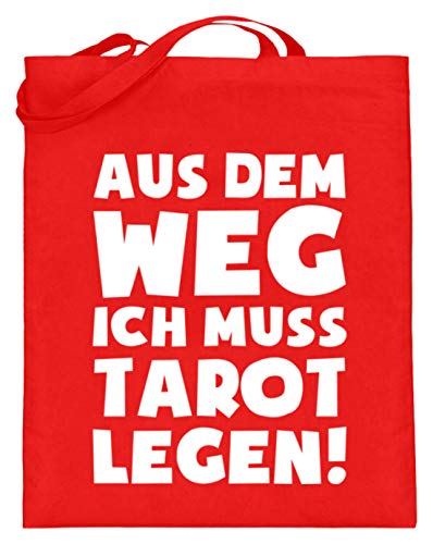shirt-o-magic Tarot Karten: Muss Tarot legen! - Jutebeutel (mit langen Henkeln) -38cm-42cm-Rubinrot