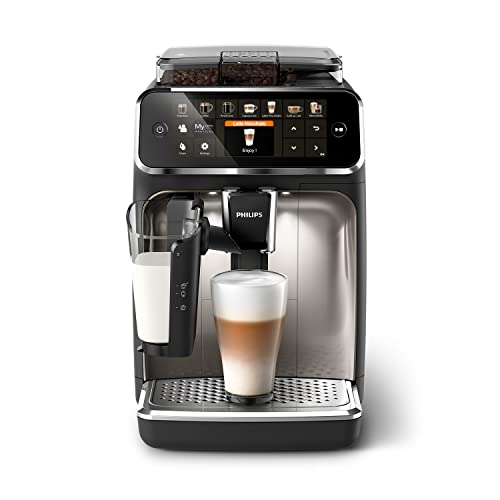 Philips Series 5400 Kaffeevollautomat – LatteGo Milchsystem, 12 Kaffeespezialitäten, Intuitives Display, 4 Benutzerprofile, 1500watts, 12cups, 50 x 48 x 30 cm, Chrom (EP5447/90)