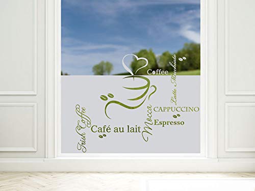 GRAZDesign Sichtschutzfolie Küche Coffee Kaffee Espresso, Fensterfolie zur Deko/Sichtschutz, Glasdekorfolie Blickdicht / 80x57cm
