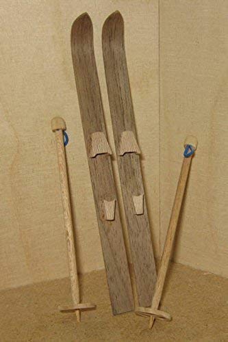 Liebe Handarbeit 46061 Miniatur Ski mit Skistöcken Holz 536