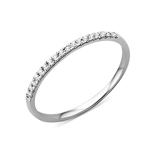 Miore Ring Damen 0.09 Ct Diamant Ewigkeitsring aus Weißgold 9 Karat / 375 Gold, Schmuck mit Diamanten Brillianten