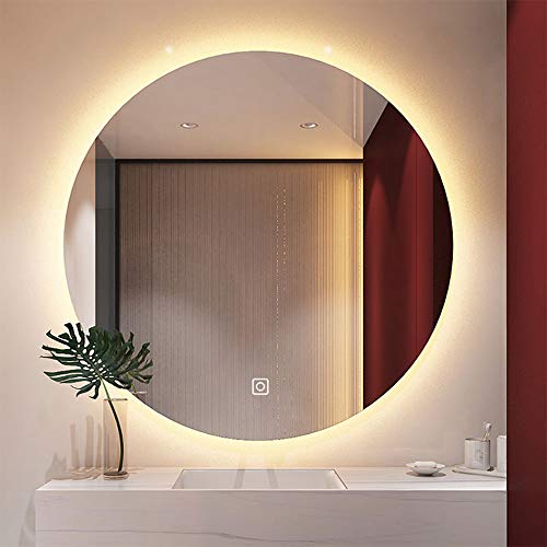 Runder Spiegel LED-Lichtspiegel mit Hintergrundbeleuchtung Runder Badezimmerspiegel Wand-Badezimmerspiegel Smart-Badezimmerspiegel mit Lampenspiegel 50 * 50/60 * 60/70 * 70 cm zweifarbiger Licht-Sin