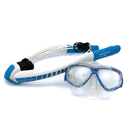 POWERBREATHER Beach - Schnorchelset mit Taucherbrille von Cressi - 100% frische Luft, 100% trocken, kein Ausblasen nach Tauchgang durch patentierte Ventiltechnik