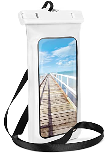 ONEFLOW wasserdichte Handy-Hülle für Samsung A + J Reihe | Touch- & Kamera-Fenster + Armband und Schlaufe zum Umhängen, Weiß (Pear-White)