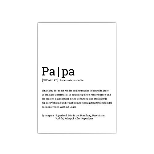 Papa Definition Poster: a4 / 30x40cm - Wahlweise mit Personalisierung (Name & Synonyme) - mattes Fotopapier 210 g/m² - Personalisiertes Vatertagsgeschenk - ohne Bilderrahmen