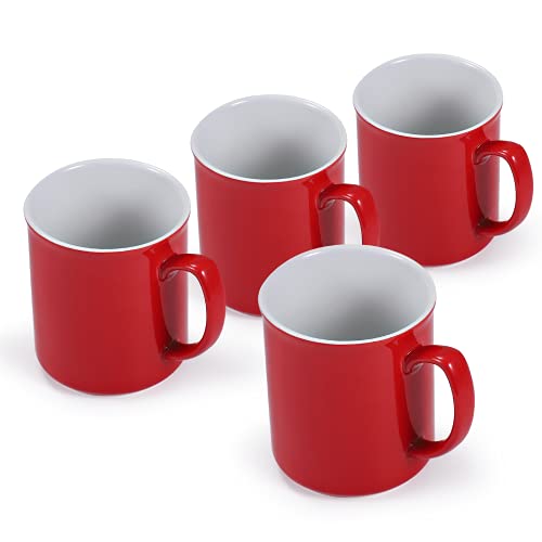 4 x Teetasse 'Chelsea' Kaffeebecher Teebecher Coffee Mug Becher Tasse Kaffeetasse Set aus Porzellan 300ml (Rot)