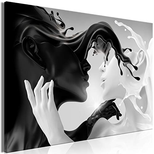 murando - Bilder Coffee&Milk Liebe 120x80 cm Vlies Leinwandbild 1 tlg Kunstdruck modern Wandbilder XXL Wanddekoration Design Wand Bild - Abstrakt Paar Gesichter schwarz weiß h-C-0213-b-a