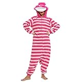 LBJR Rosa Katze Erwachsene Unisex Kostüm Jumpsuit Onesie Tier Fasching Karneval Halloween kostüm Cosplay Schlafanzüge,Pink,L