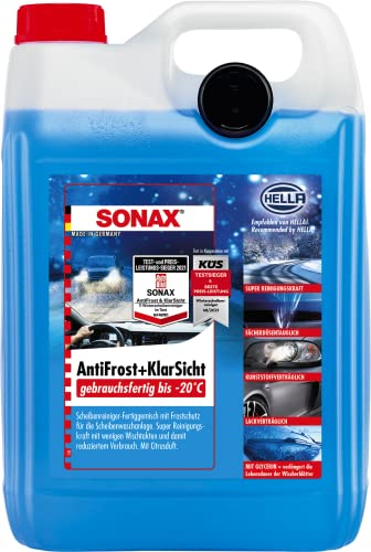 SONAX AntiFrost+KlarSicht Gebrauchsfertig bis -20° C (5 Liter) schneller, schlierenfreier und effektiver Scheibenreiniger für den Winter | Art-Nr. 03325000