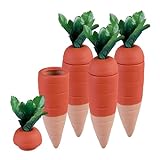 Relaxdays Tonkegel Bewässerung, 4er Set, je 100 ml, Karotten-Design, Gießhilfe Zimmerpflanzen & Balkonkästen, Mehrfarbig