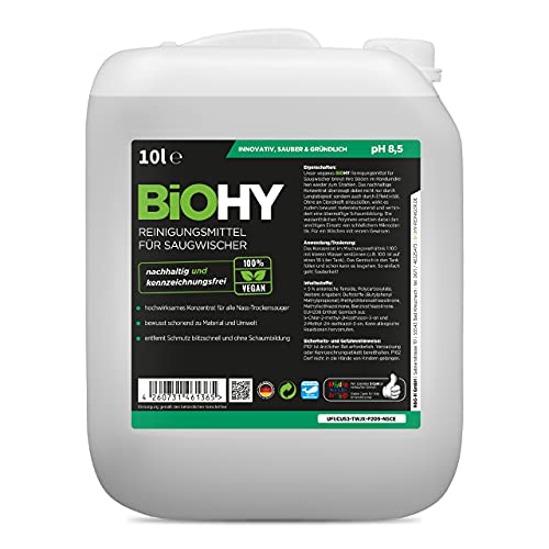 BiOHY Reinigungsmittel für Saugwischer (10l Kanister) | 1:200 Konzentrat für alle Nass-Trockensauger | ideal für Fliesen, PVC, Parkett, Laminat & Teppich | nachhaltig & ökologisch