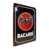 Nostalgic-Art Retro Blechpostkarte, 10 x 14 cm, Bacardi – Logo Black – Geschenk-Idee als Bar-Zubehör, Postkarte aus Metall, Mini-Blechschild als Grußkarte