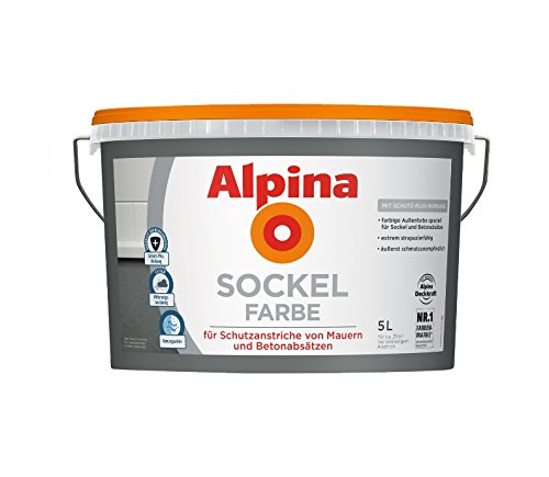 Alpina 5 L. Sockelfarbe, Abrieb und Reinigungsfähig, speziell für Sockel und Betonabsätze, Schiefer Matt