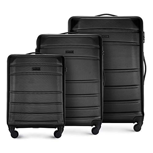 WITTCHEN Koffer – Set of 3 | hartschalen, Material: ABS | hochwertiger und Stabiler | Schwarz | Verschiedene Größen