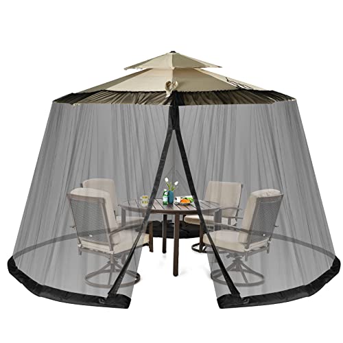 COSTWAY verstellbares Moskitonetz für 250-300 cm Sonnenschirme Pavillon, Insektenschutz mit 2 Türen, befüllbare Basis, Fliegengitter Mückennetz, 2,3 m Höhe, Schwarz
