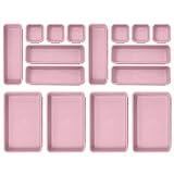 Famhap Schubladen Organizer, 16 Stücke Schubladen Ordnungssystem mit 3 Größen Aufbewahrungsbox, Aufbewahrungsbox für Küche, Zuhause, Büro & Home (Lila)