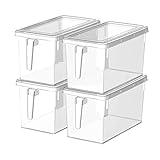 Cetomo Kühlschrank-Organizer, 6,5 l, mit Deckel, Kühlschrank-Organizer und Aufbewahrung, transparent, mit Griff und Deckel, 6 Stück
