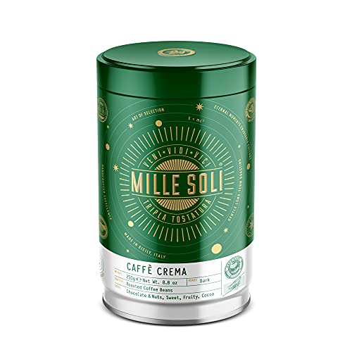 MilleSoli Caffè Crema - Bohnenkaffee 250g Dose - Traditionelle Dreifachröstung In Handarbeit - Premium Kaffeebohnen mit perfekter Crema und besonders säurearm für Vollautomat und Siebträger