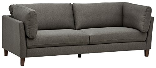 Amazon Marke - Rivet Midtown Modernes Sofa mit abnehmbaren Kissen, B 92 cm, Holzkohle