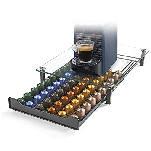 HiveNets Nespresso Kaffee Kapsel Halter Kapselständer Kapseln Hartglas Schubladen Organiser für 60 Stück