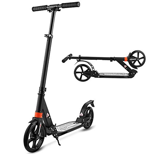WeSkate City Roller Scooter Klappbar & Höhenverstellbar Roller für Erwachsene | Big Wheel Scooter Cityroller mit Doppelfederung und Tragegurt, Tretroller für Kinder ab 12 Jahre bis 100kg