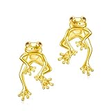 Two Way Frog Ohrringe Niedliche Tierschmuck Ohrringe Zwei Wege Frosch Ohrringe Sterling Silber Ohrstecker für Frauen (Frog) (Frog) (Gold-frosch)